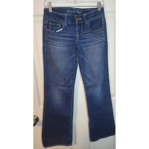 American Eagle Jeans Size 4 Short Slim Boot Zipper Pockets Button
